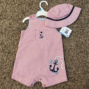 Little Me Boys Romper w/Hat