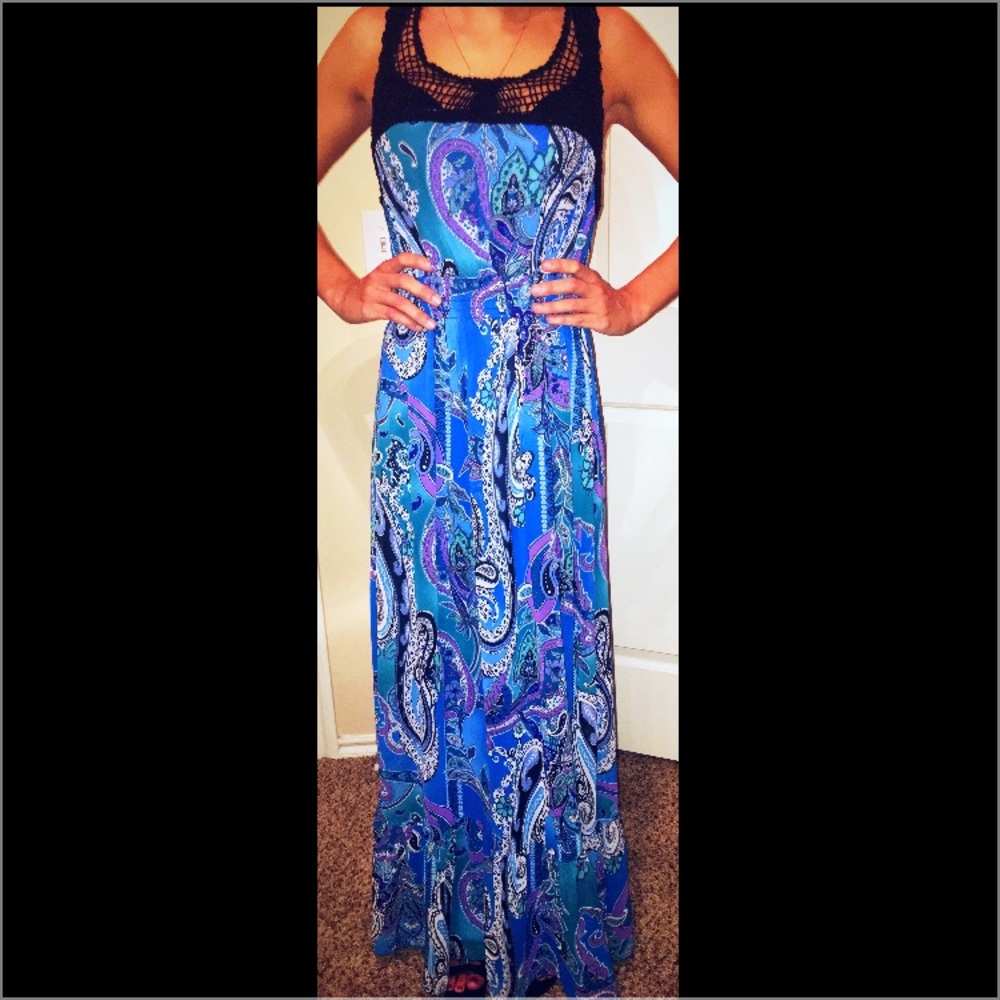 Paisley blue patterned dress