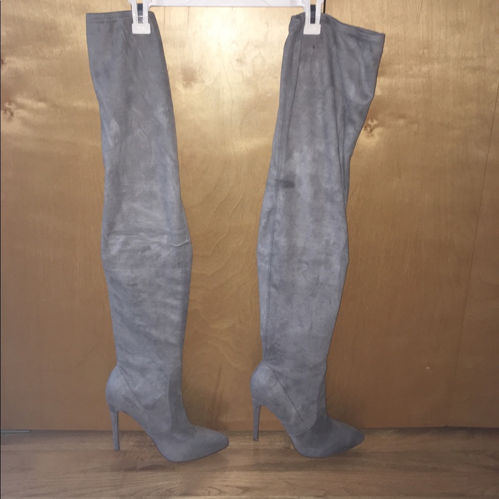 Missguided Over the knee Grey Boots - sz 8