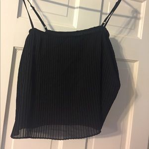 Black pleaded crop top