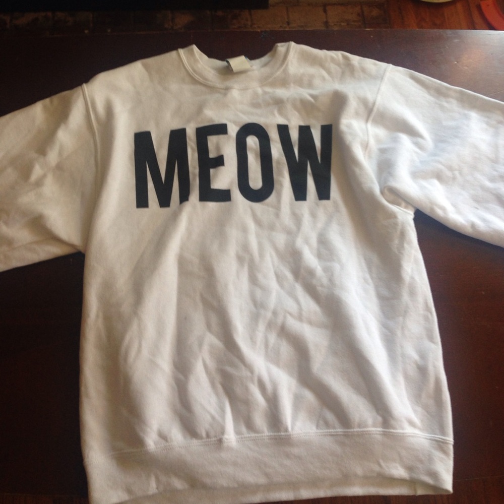 White "MEOW" Oversized Sweater