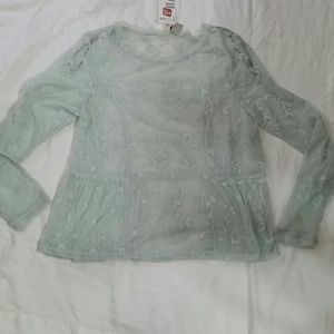 Mint lace perlum top sz L