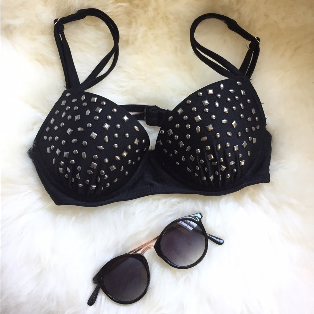 Cute Black Summer Bikini with Silver Studs 🖤