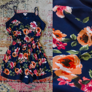 XHILARATION Navy Floral Romper with Pockets!