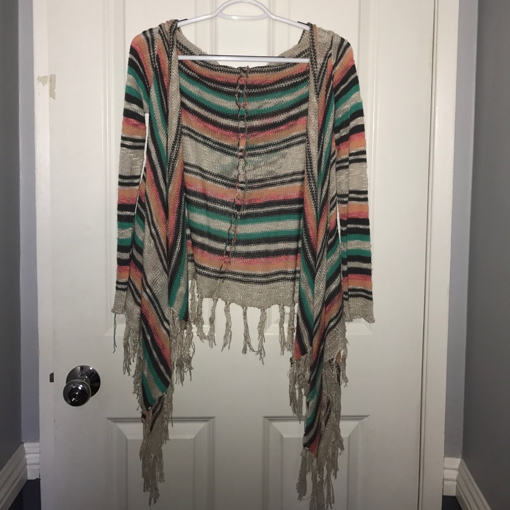 Full Tilt Knit Colorful Cardigan (Hooded)