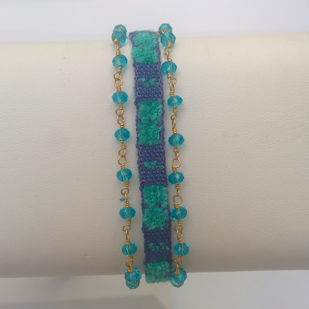 Semiprecious Blue Quartz Stone Chain Bracelet