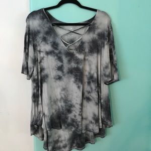 Lace up tie dye tshirt