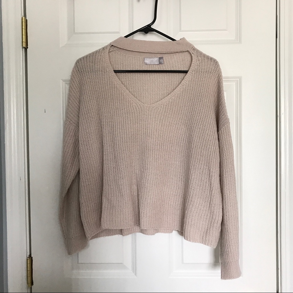 LF Blush Pink Sweater with Neck Strap