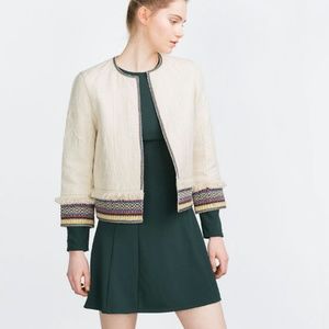 Zara Trafaluc jacquard ikat embroidered bolero