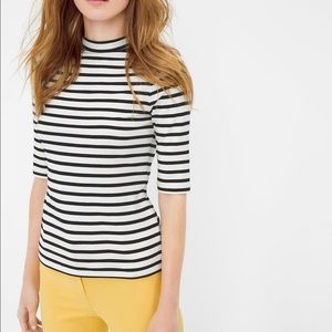 Whbm mock neck striped top