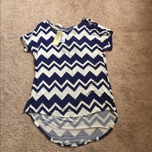 Navy Blue & White Chevron Top