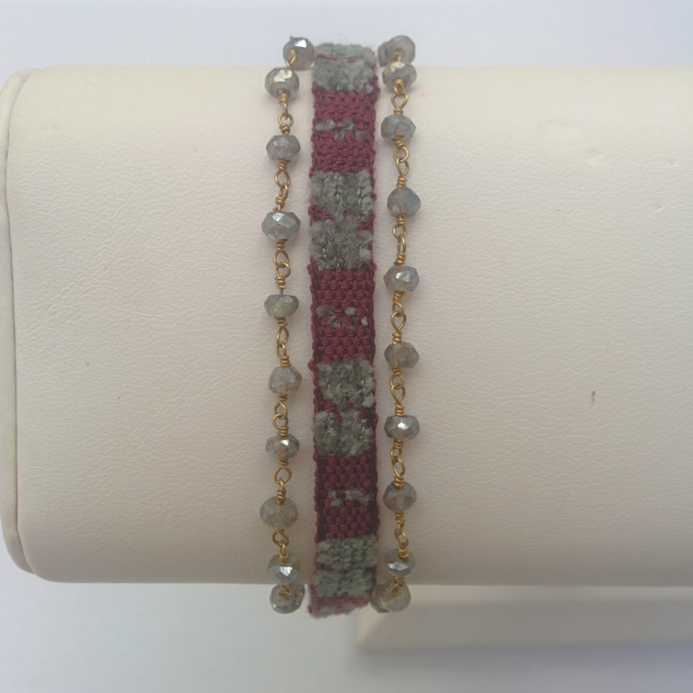 Semiprecious Labradorite & Gold Chain Bracelet