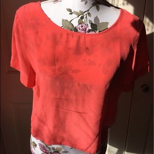 Coral dress top, 100% silk, worn once!