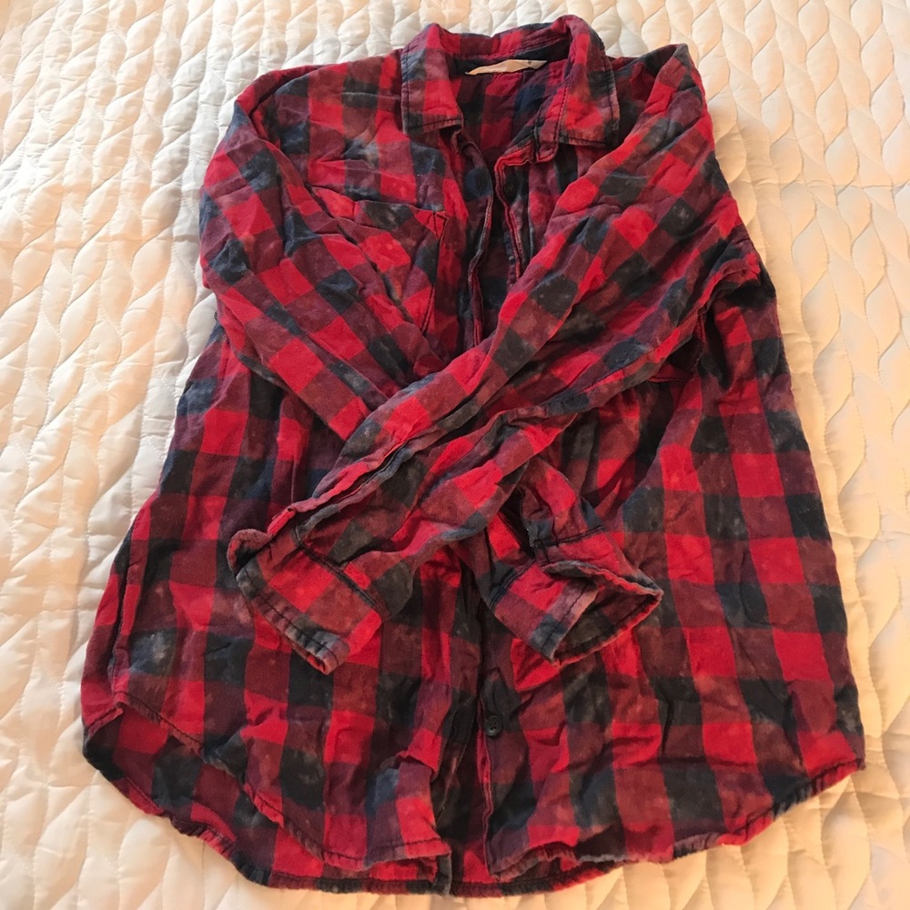 Acid Washed Plaid Shirt