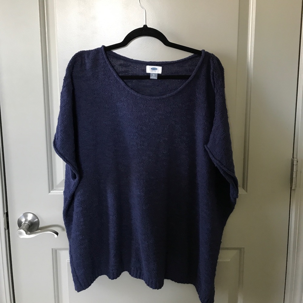 Navy short sleeve thin sweater
