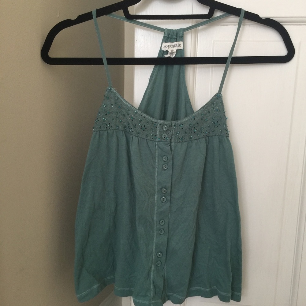Aeropostale Green Beaded Tank Top