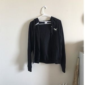 Black Victoria Secret Zip Up Hoodie