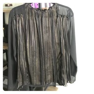 sandro black silk blouse