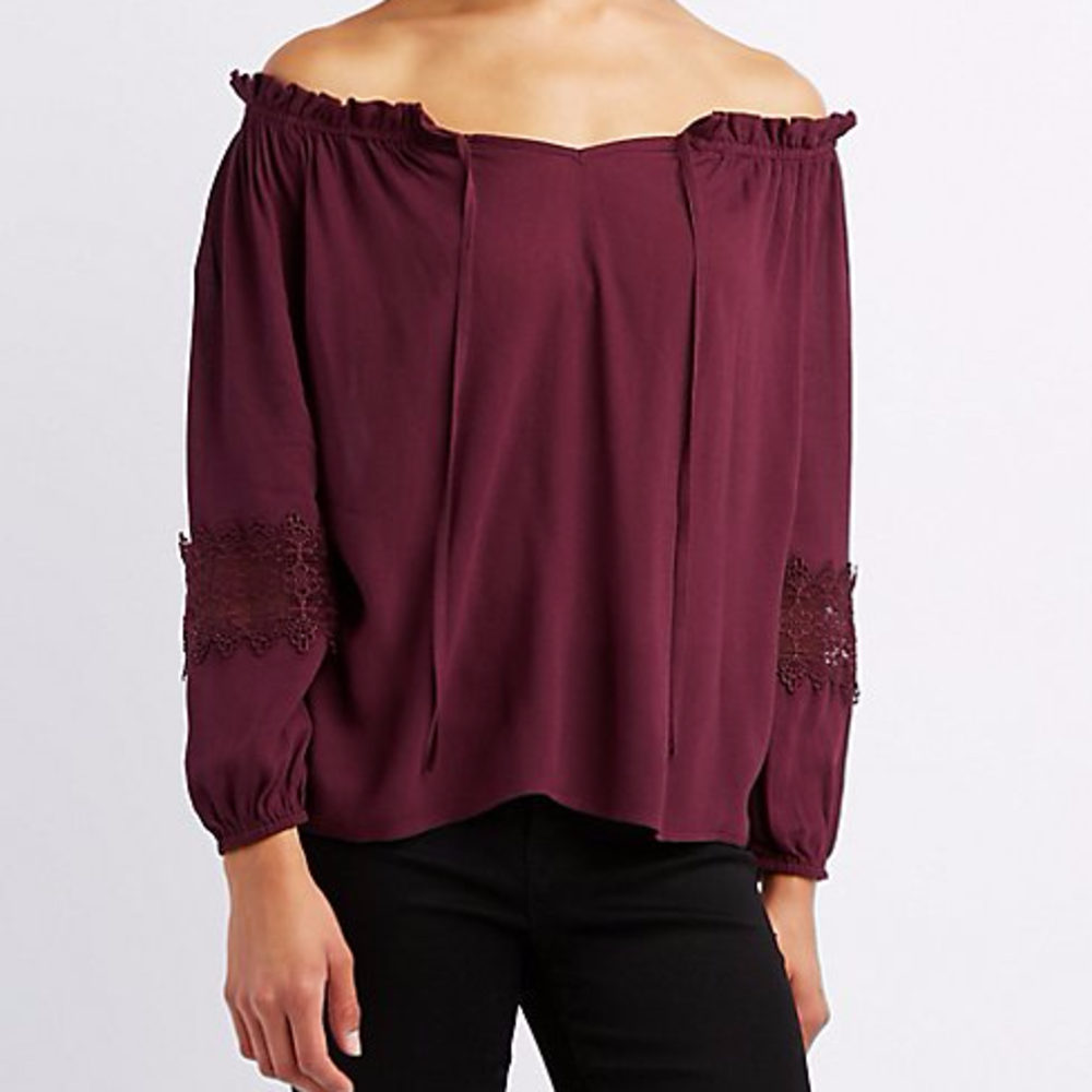 Crochet Inset Off-the-shoulder top