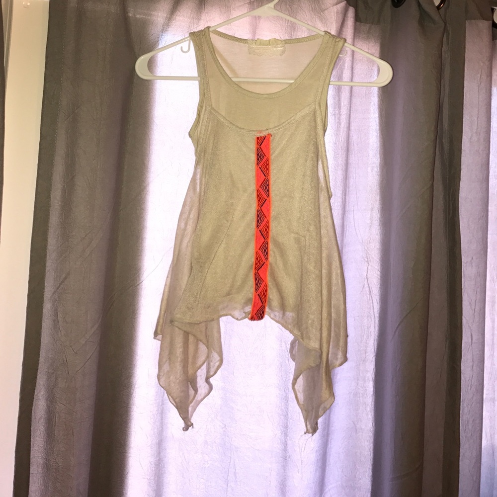 Tan tank top with sheer over tank