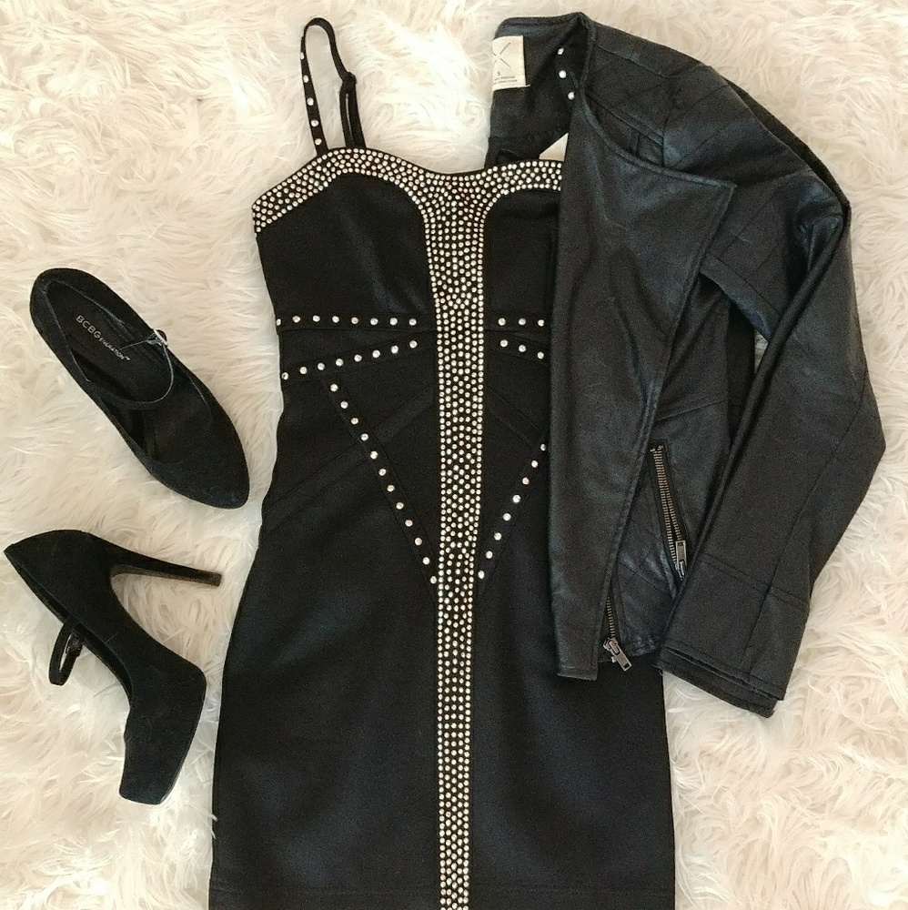 Black Studded Bodycon Dress