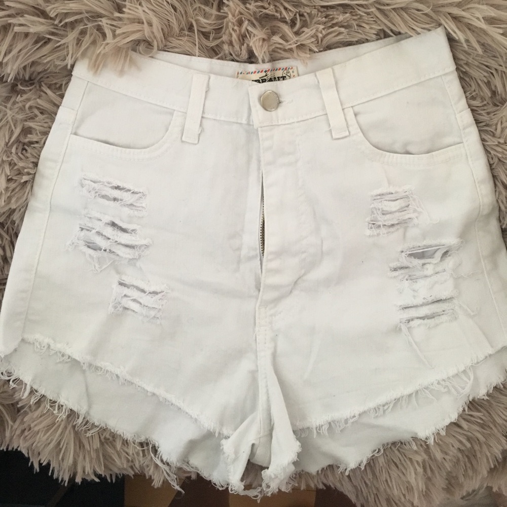 Distressed High Waisted Jean Shorts