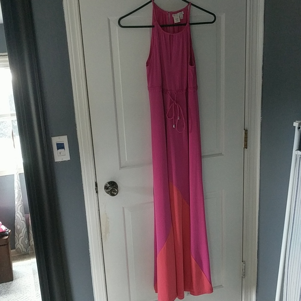 Pink and orange maxi dress