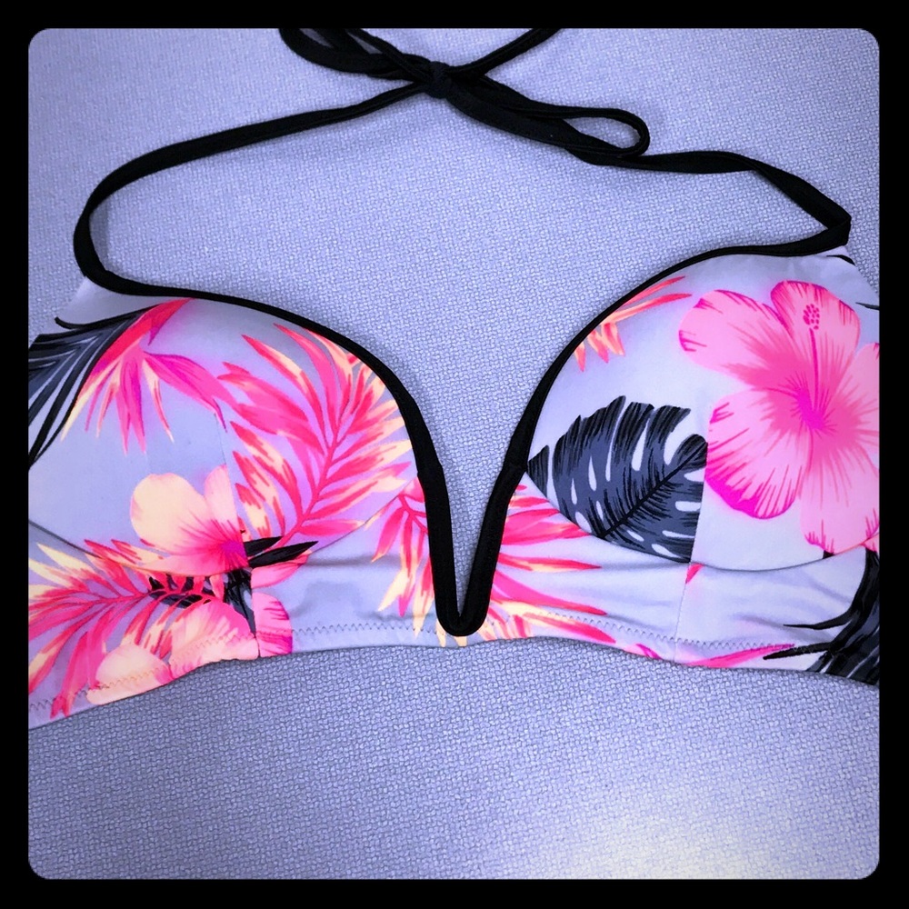 PINK midline plunge halter top