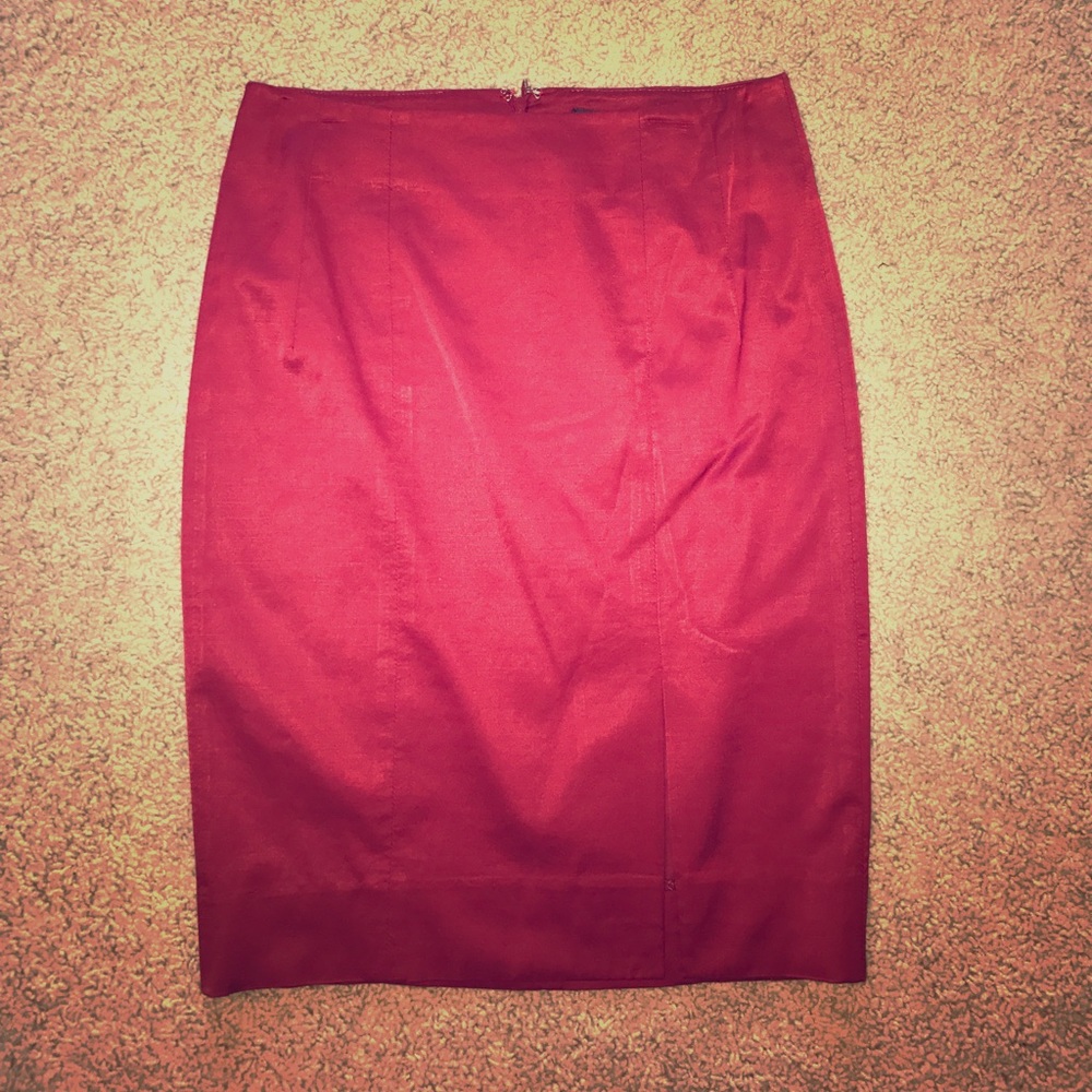 bebe Red Midi Pencil Skirt With Slit In Front