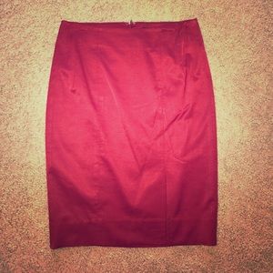 bebe Red Midi Pencil Skirt With Slit In Front