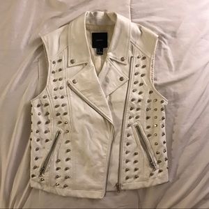 White Studded Faux Leather Vest