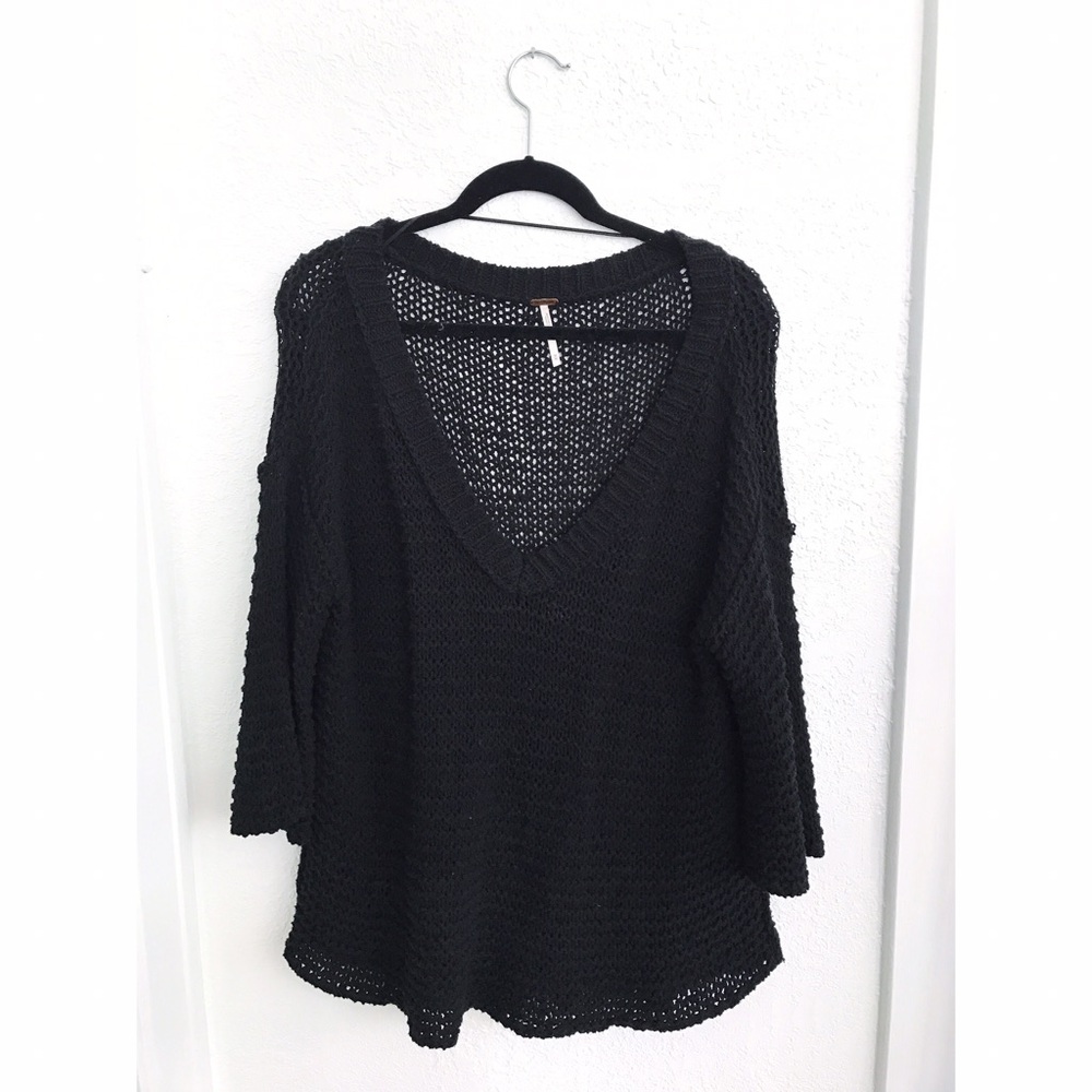Free People oversized black v-neck sweater