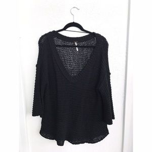 Free People oversized black v-neck sweater