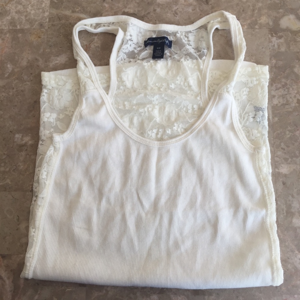 AEO White Tank with Lace Back