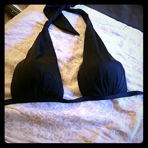 Victoria's Secret Black lined Halter Bikini Top L