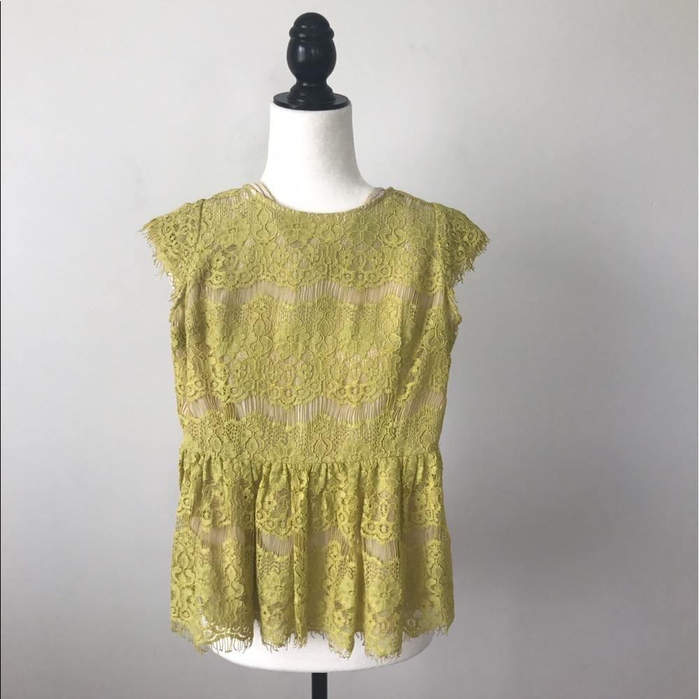 Anthropologie Maeve Yellow Peplum Blouse