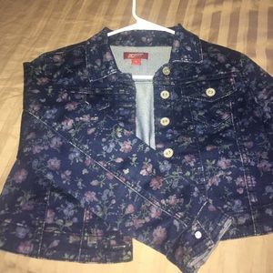 Vintage Flower Print Jean Jacket