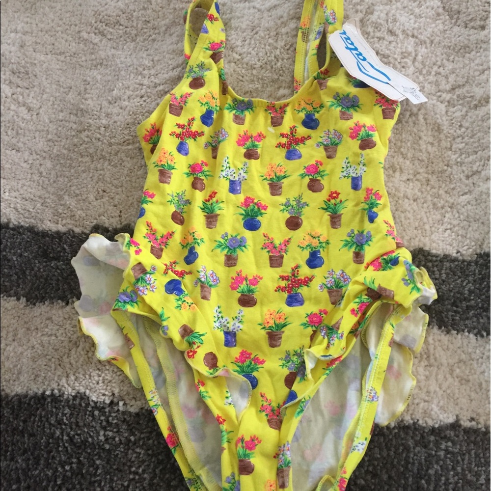 SWIM BLOWOUT!!Girls New Yellow Flowerpot  Sz 12