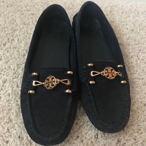 Tory Burch navy suede loafers!