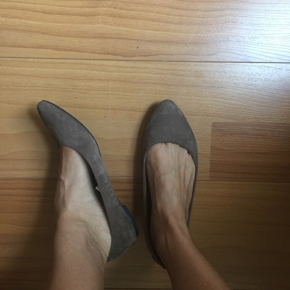 Basic Tan Suede Flats - Gold Studs on back