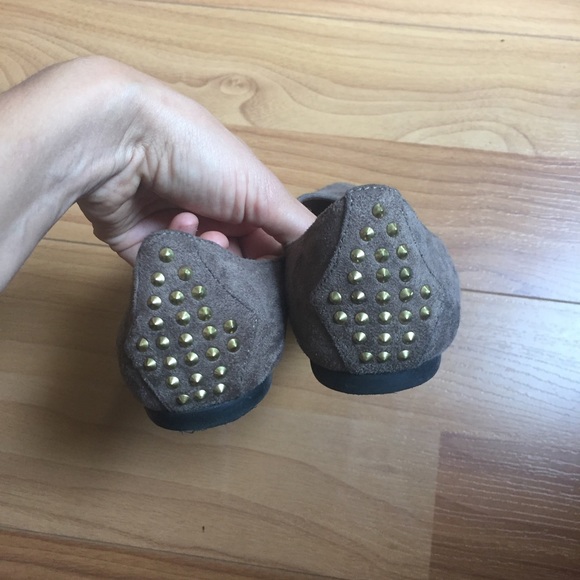 Basic Tan Suede Flats - Gold Studs on back - Picture 4 of 5