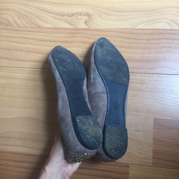 Basic Tan Suede Flats - Gold Studs on back - Picture 5 of 5