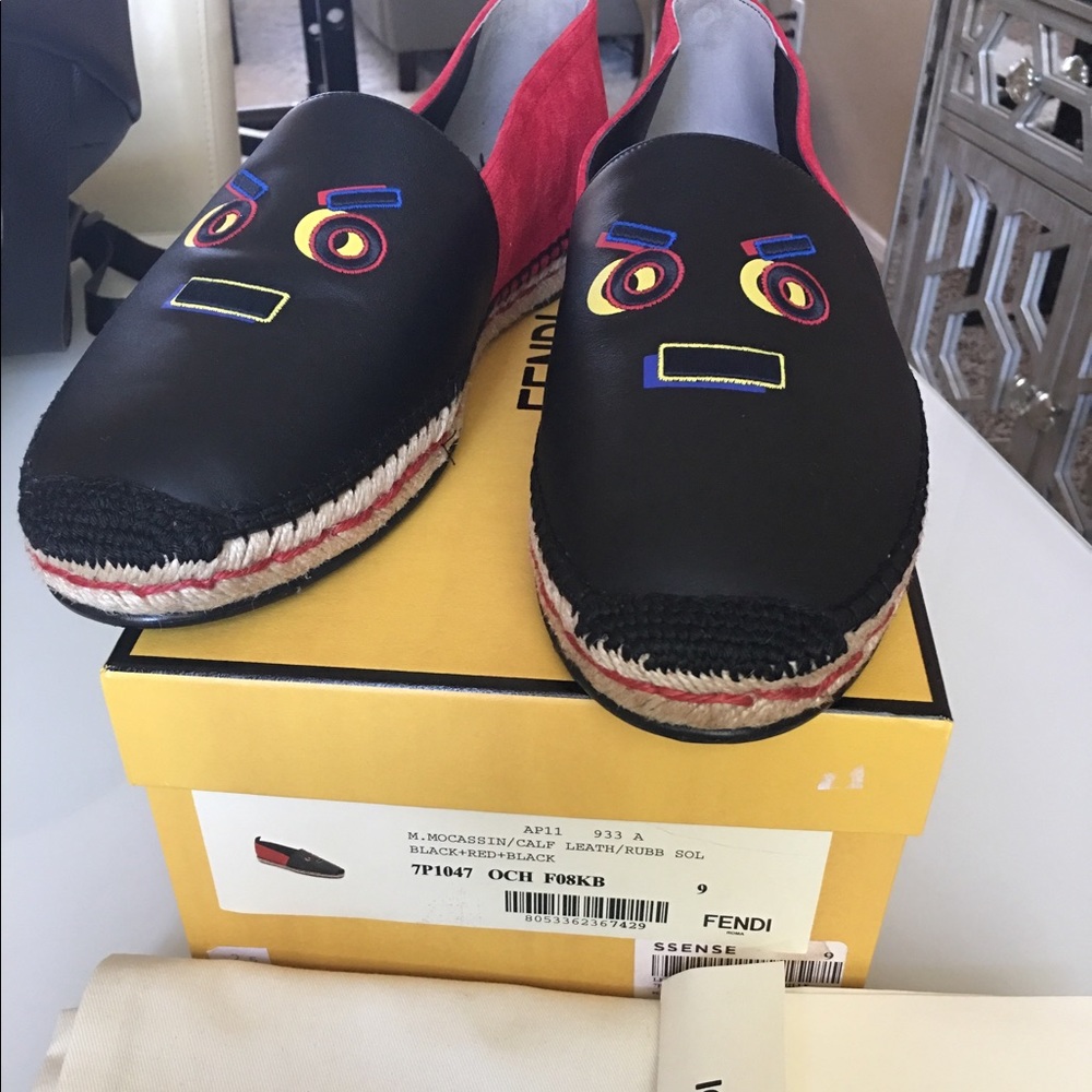 Fendi Faces espadrilles size 9-10 men's with box