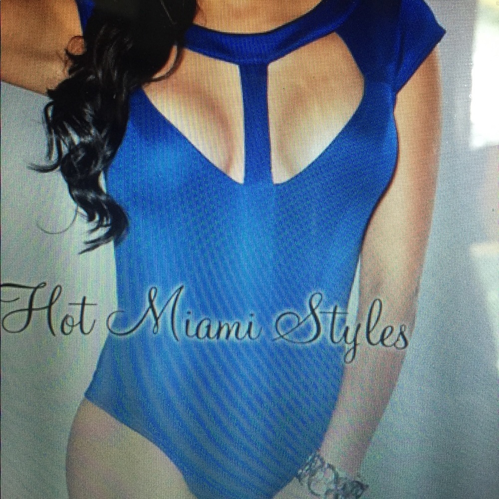 Royal - Blue Cut -Out Bust Bodysuit- Medium