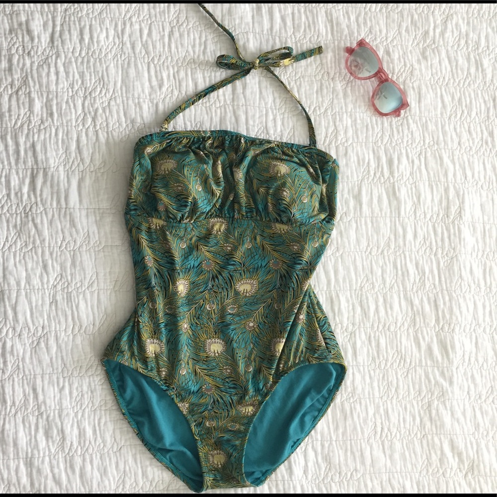 Peacock print Liberty of London one piece swimsuit