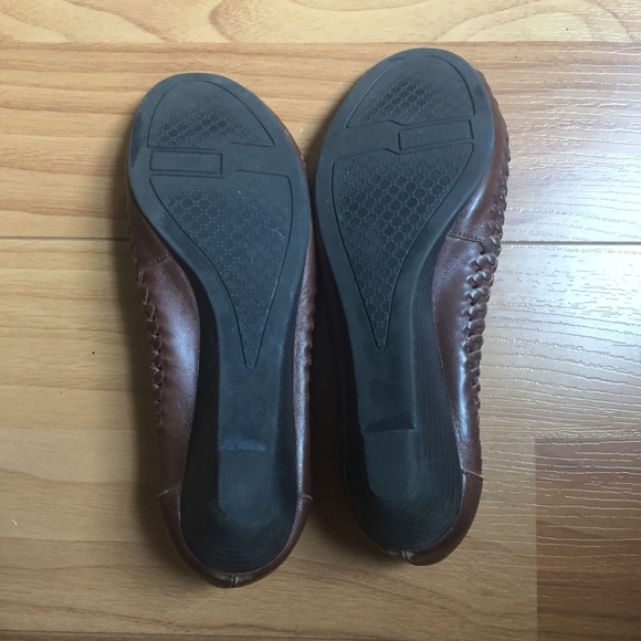 VINTAGE Woven Leather 1980s Peeptoe Leather Flats - Picture 5 of 7