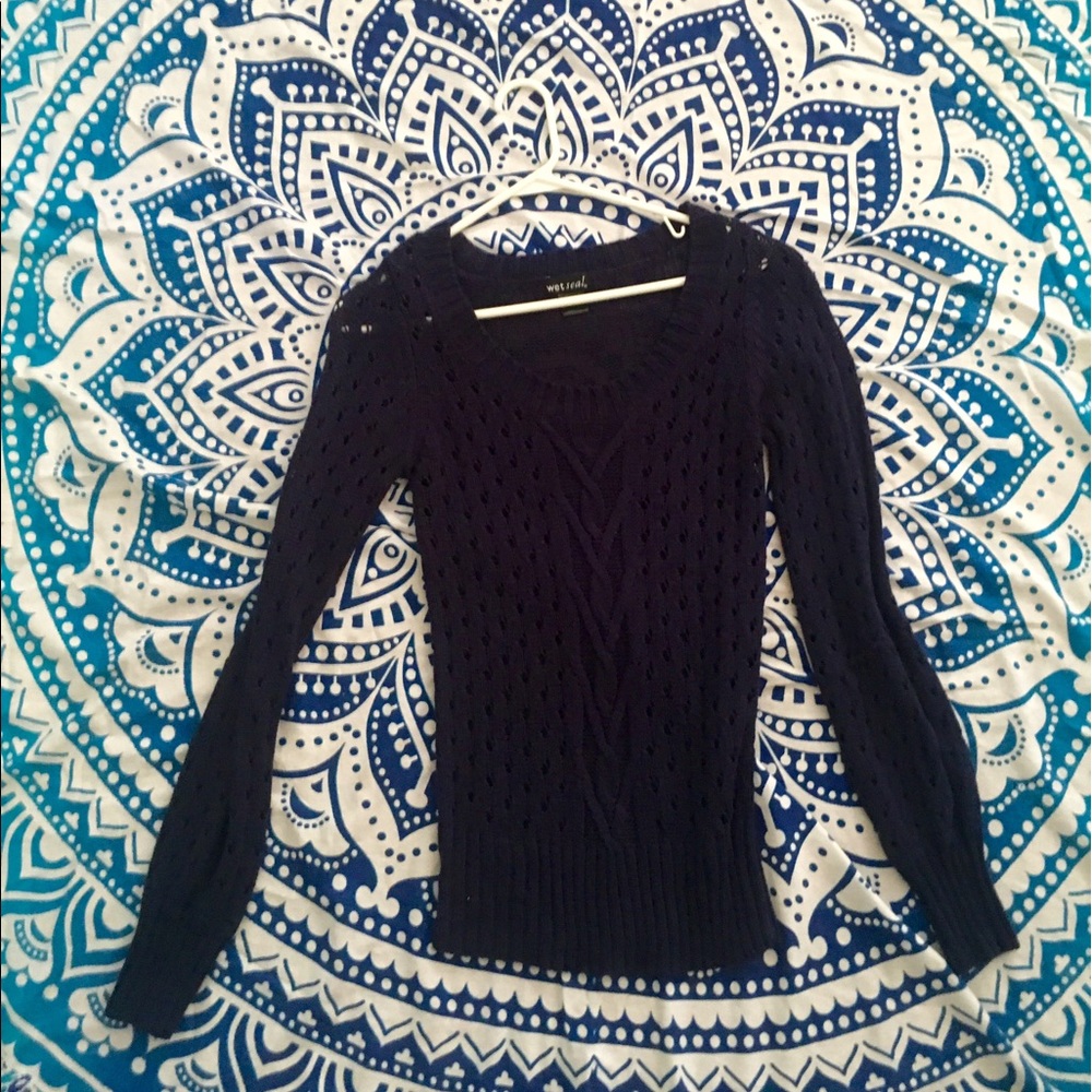 Dark Navy Crochet Sweater