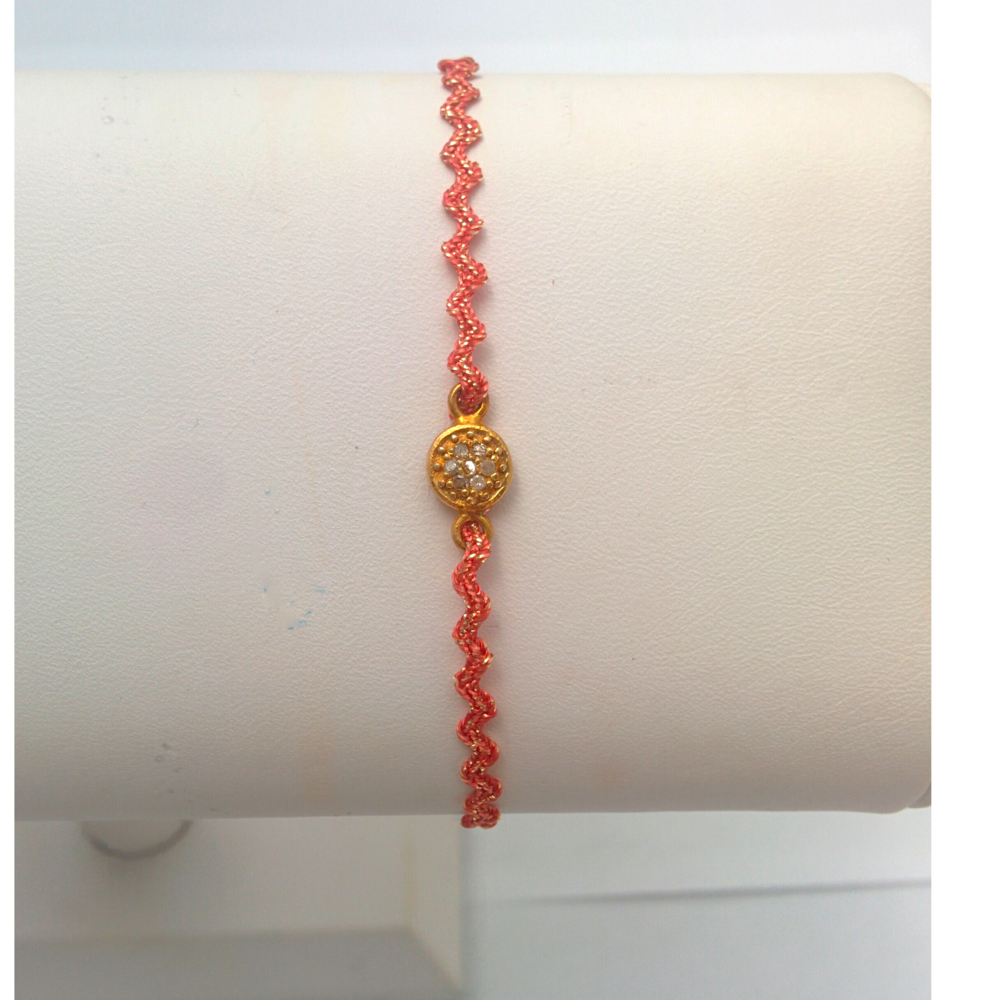 Gold Paved Diamond Center & Ribbon Bracelet