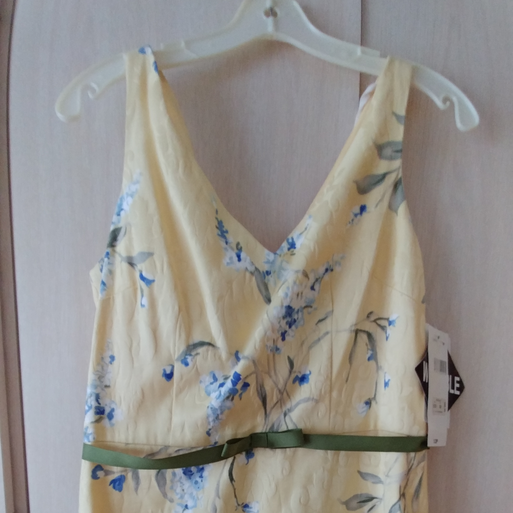 Jacquard pale yellow sleveless sundress K petite