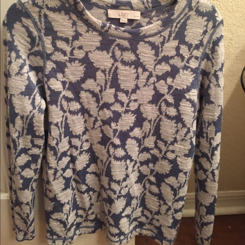 Beautiful blue and white floral sweater.